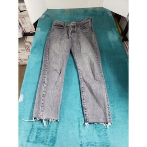 Levis Jeans Size 27 Womens Black Stretch Pants Fray Hem Mid Rise Wedgie Ankle